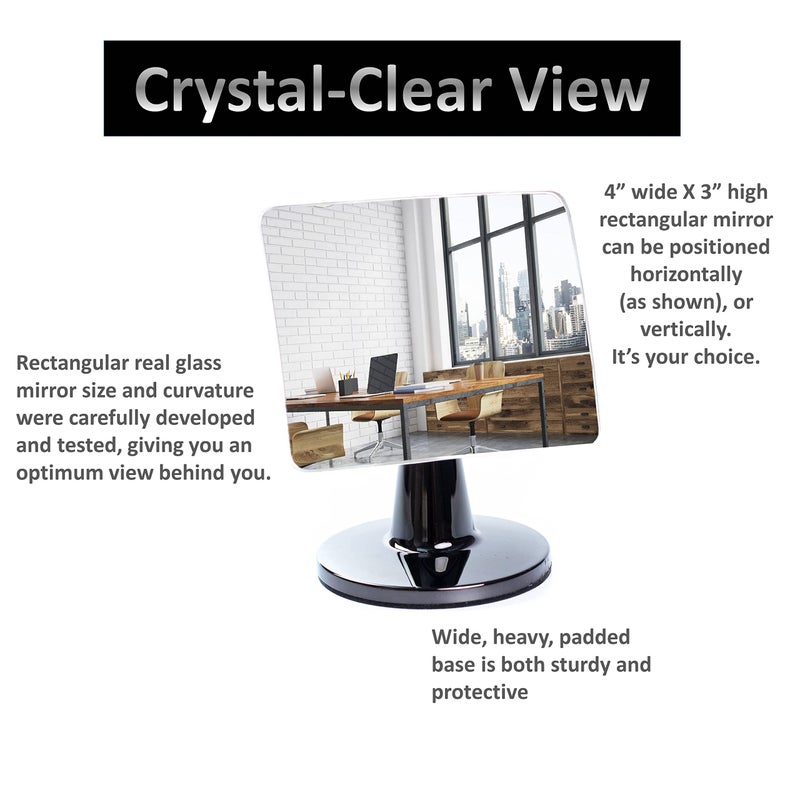 WatchYrBack Desk and Cubicle Mirror to see behind you, CONICAL SHAPED Stand with detachable Wide Angle real glass Mirror, SMALL & DISCRETE, beautiful design, perfect curvature for an exceptionally clear view - Image 4